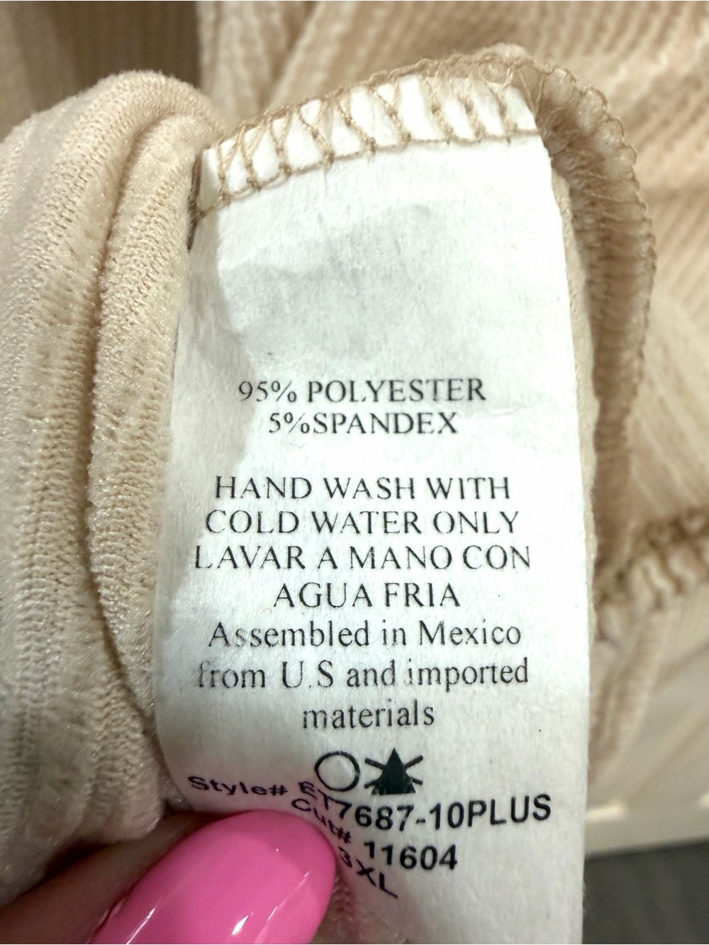 NWOT Heimish beige exposed seam Waffle Knit Hoodie Sz 3X - Picture 6 of 6